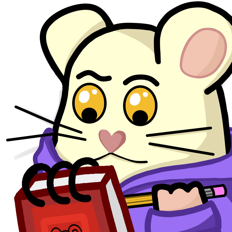 mouse holding notebook